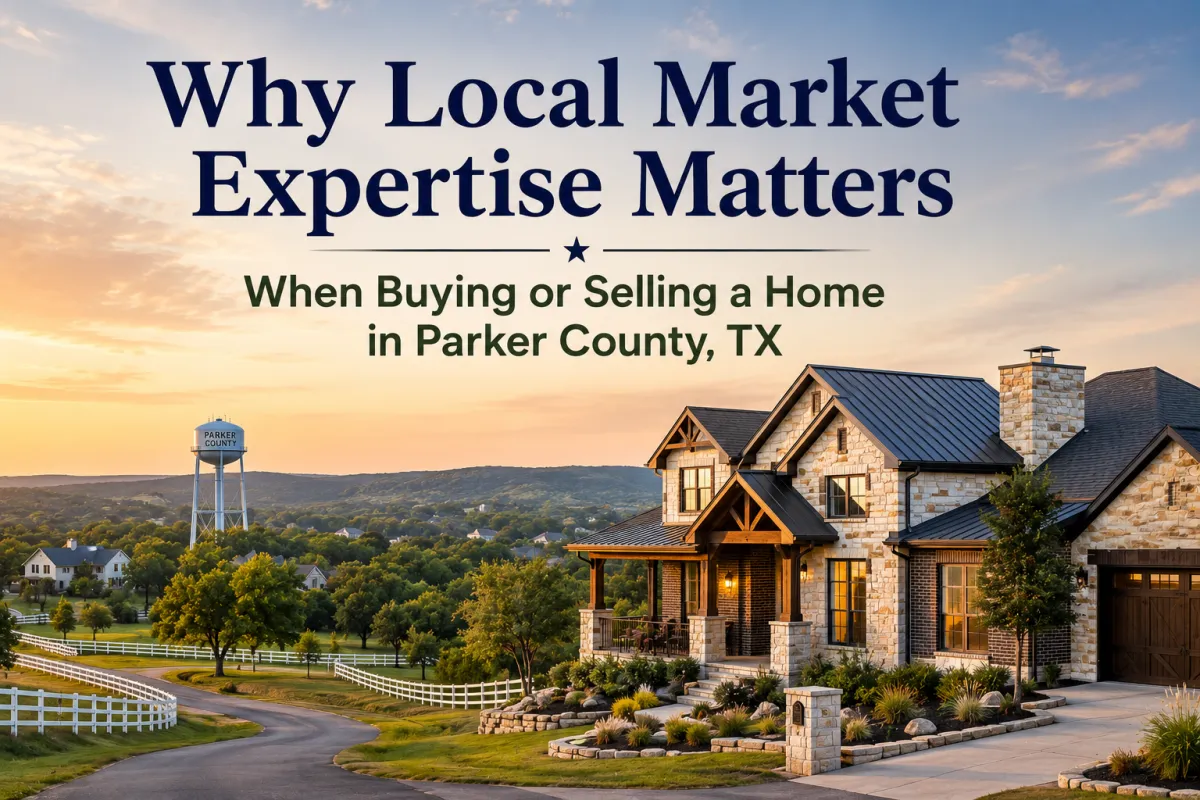 Local Realtor in Parker County, TX helping buyers and sellers make informed real estate decisions in Weatherford, Willow Park, Aledo, Brock, and Hudson Oaks.