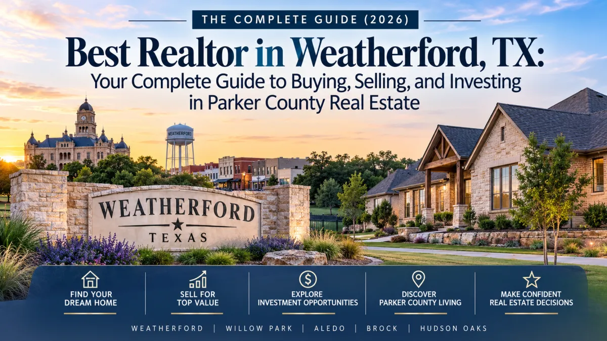 Best Realtor in Weatherford, TX helping buyers, sellers, and investors across Weatherford, Parker County, Willow Park, Aledo, Brock, and Hudson Oaks.