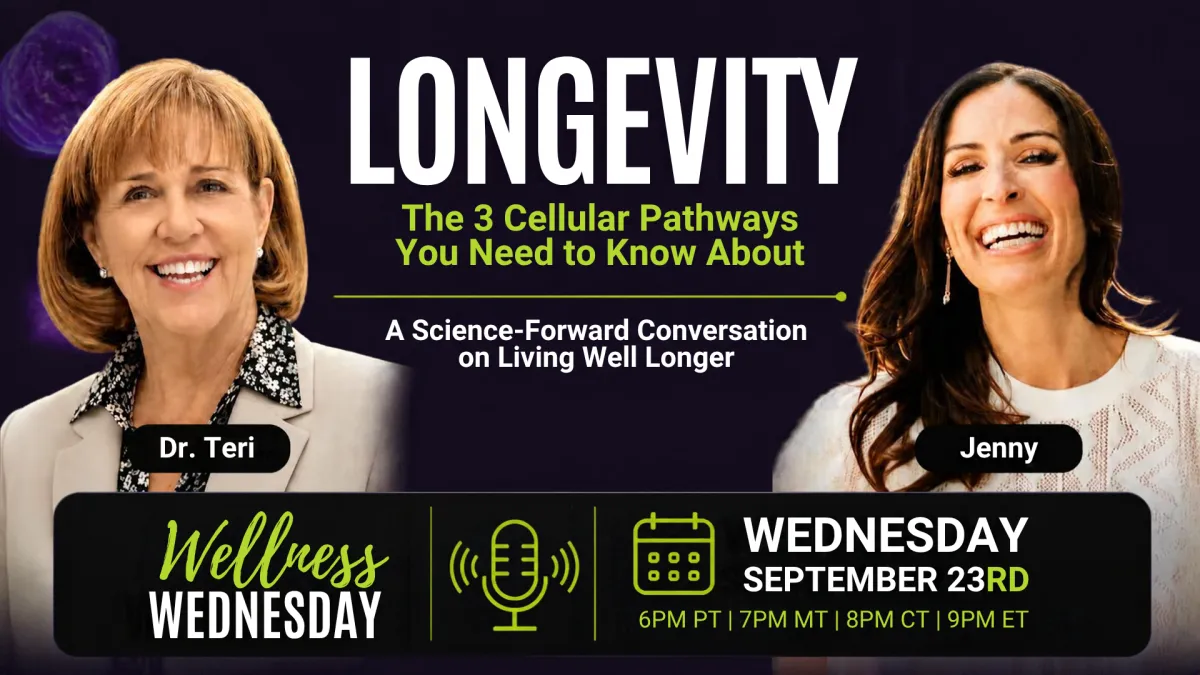 Jenny and Dr. Teri discuss longevity, cellular health, NRF2 activation, mitochondria, NAD and the Tri-Synergizer on Wellness Wednesday.