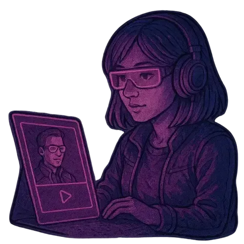 Woman using tablet for AI-powered creative work