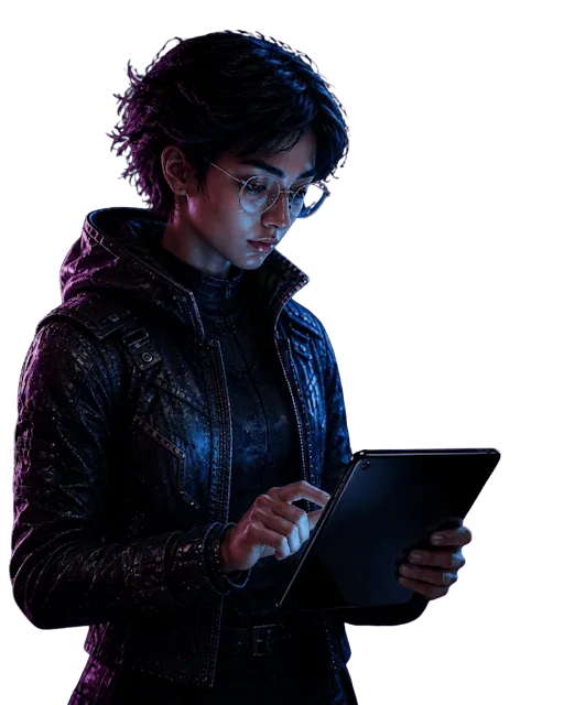 Person using a digital tablet, representing human-centered AI learning, critical thinking, and the responsible use of emerging technologies.