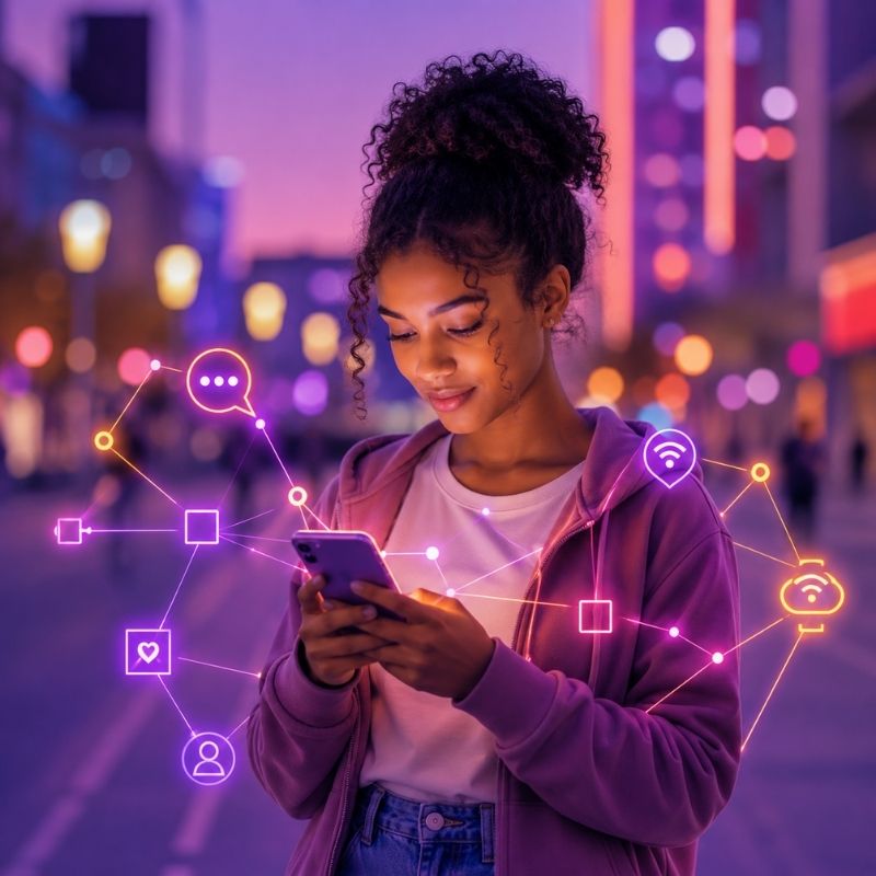 Individual using digital technology to access learning resources, illustrating accessible and inclusive AI literacy for all learners.