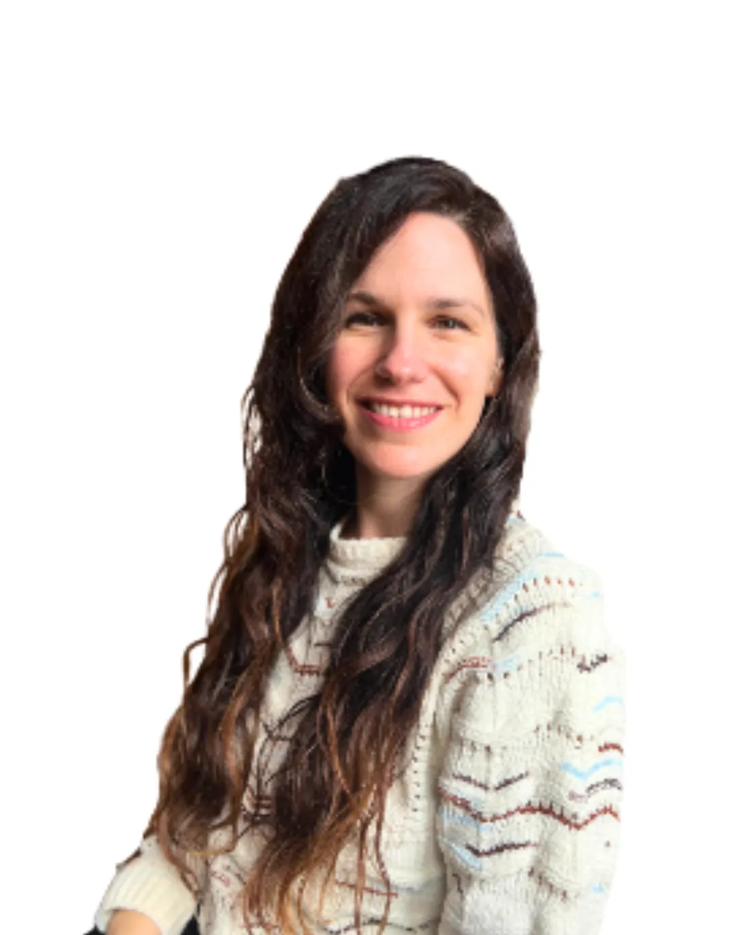 A middle-aged female therapist with short curly hair, wearing glasses and a soft blue blouse, sits in a modern office with bookshelves and plants. She smiles warmly, exuding trust and professionalism.