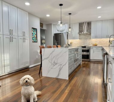 Two-tone cabinetry in a stylish Takoma Park MD kitchen