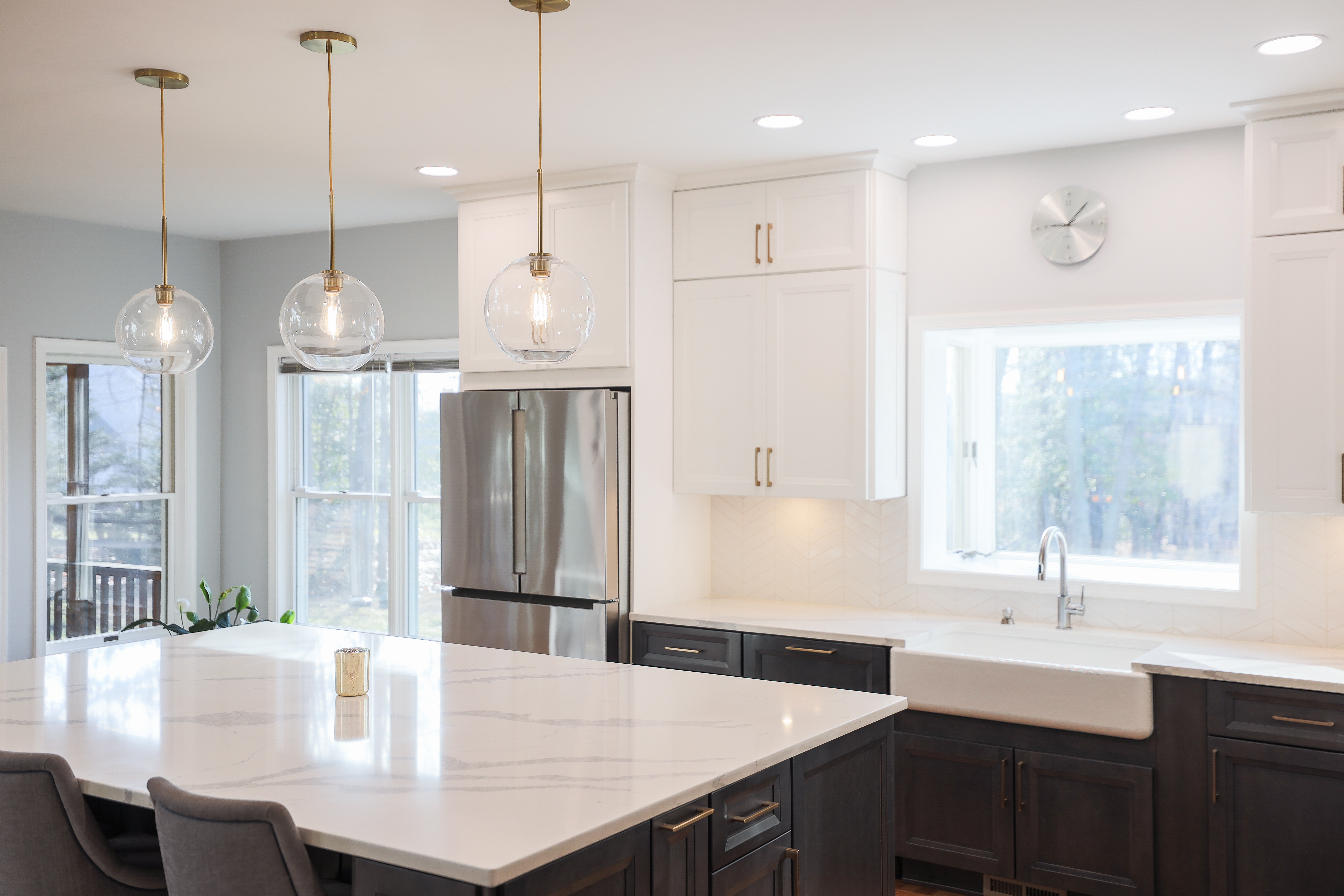 Walk-in pantry with organized shelving in Chevy Chase kitchen