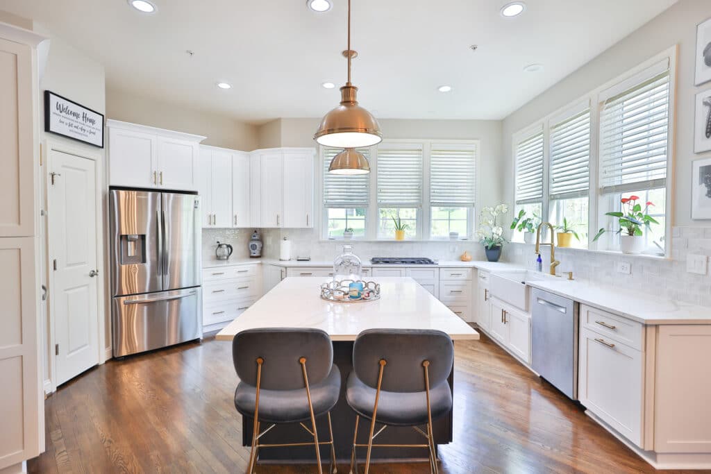 Kitchen island with breakfast bar and seating in Bethesda design