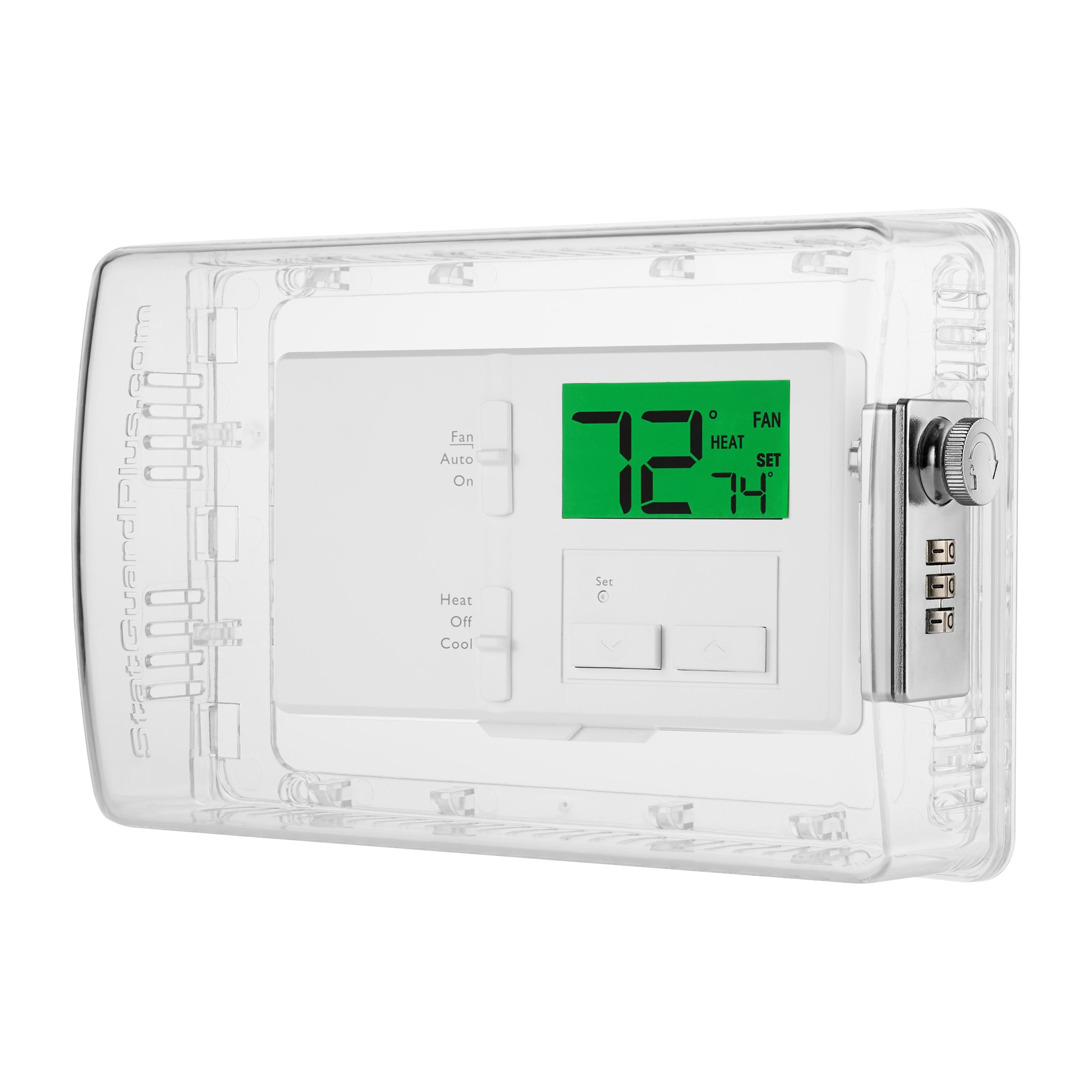Adjusting the StatGuardPlus combination lock securely over a thermostat