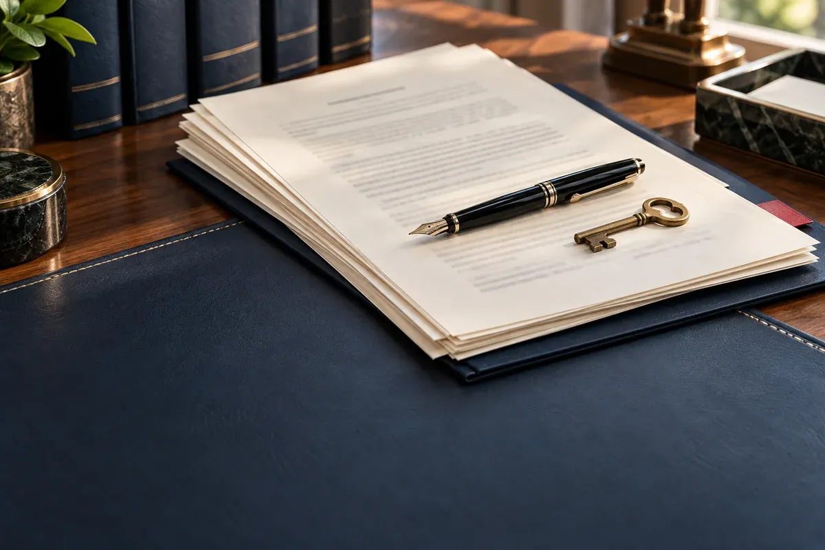 Documents and keys on a desk