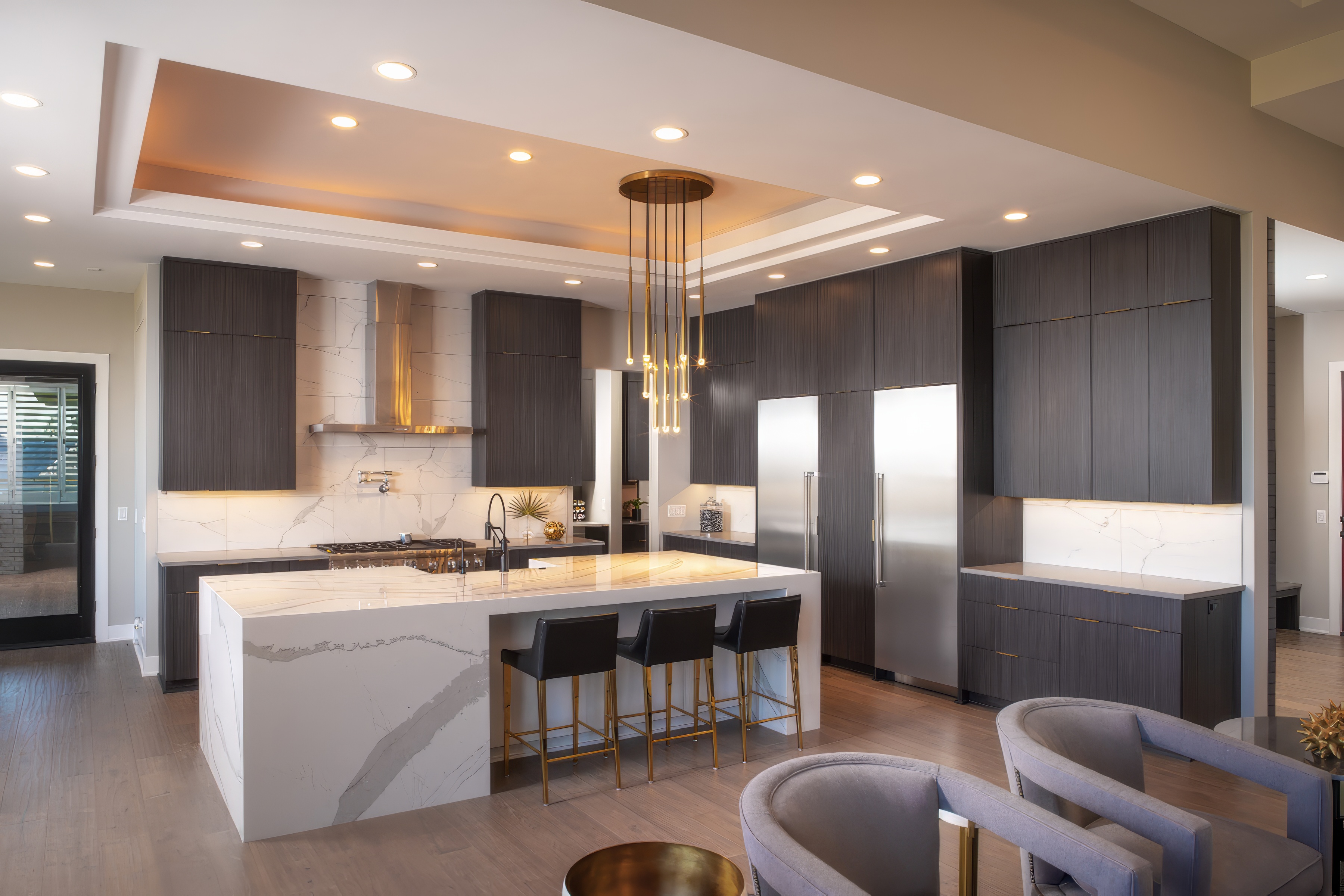 grayscale photo of man walking on road