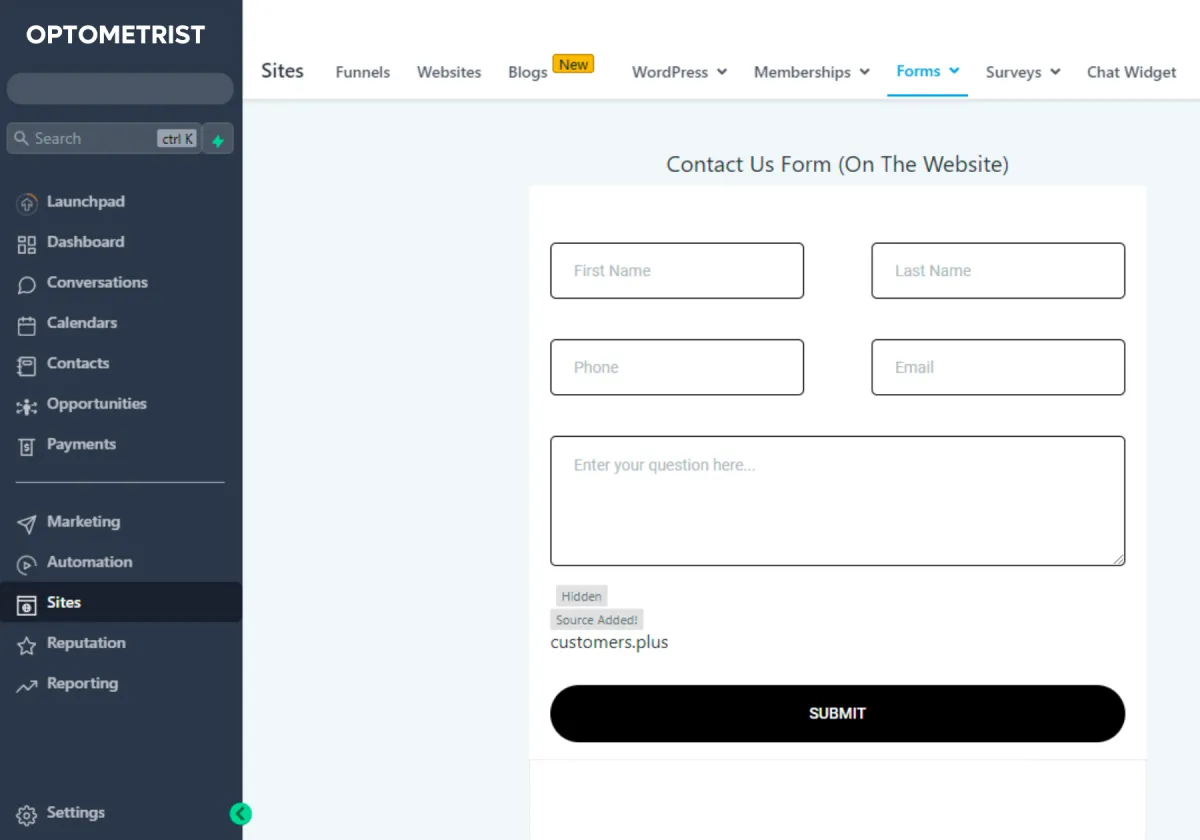 Optometry Business Online Forms