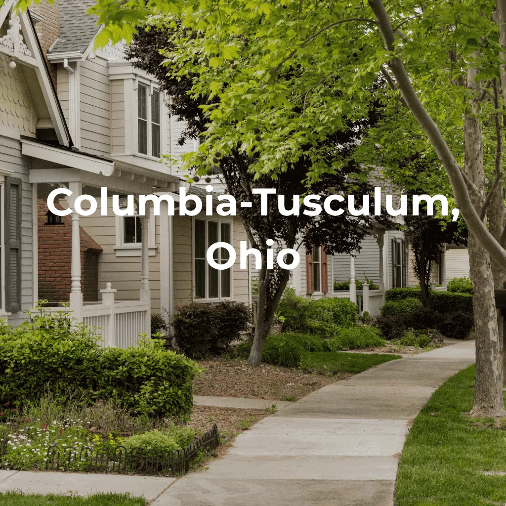 Typical residential street in the historic neighborhood of Columbia-Tusculum in Cincinnati, Ohio.