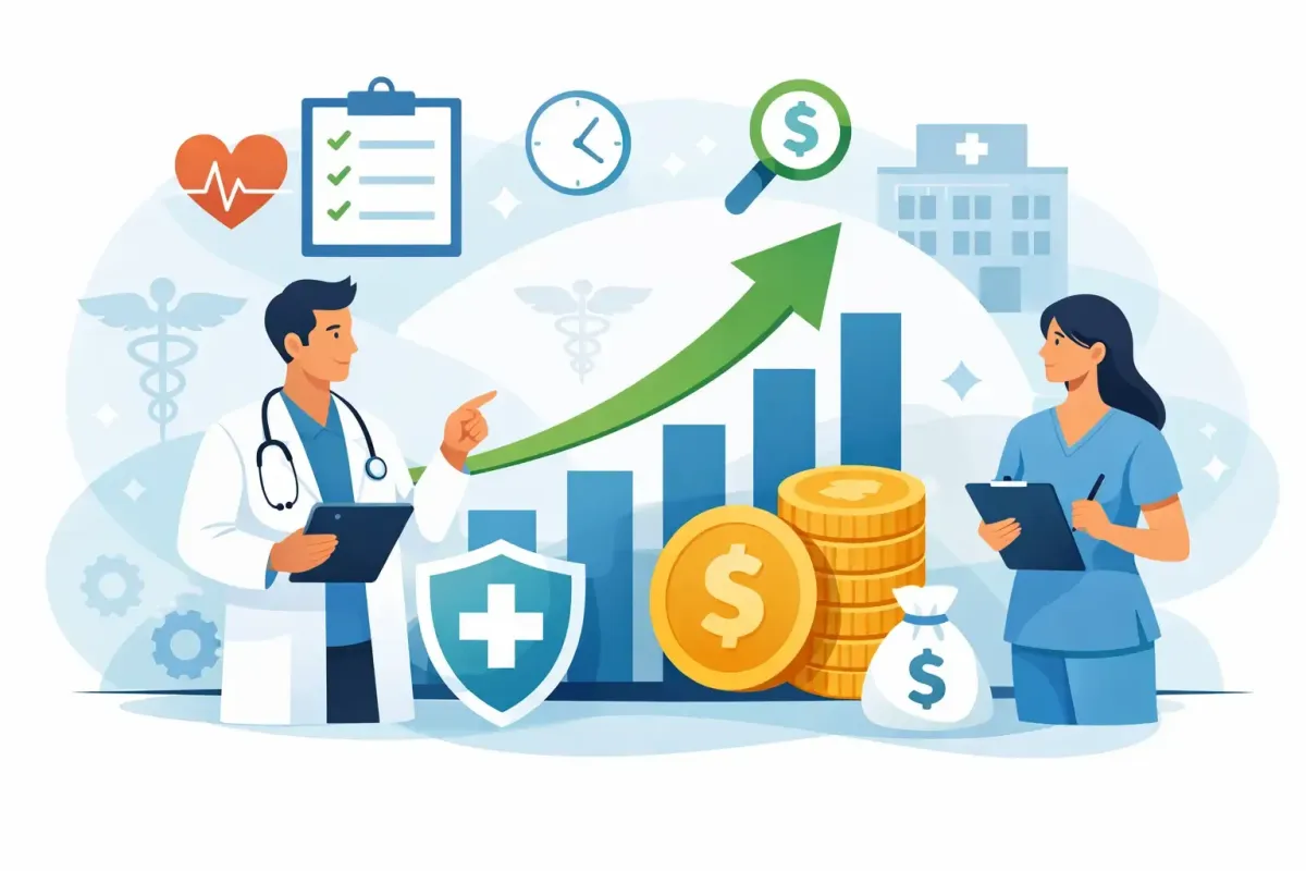Image of physician and staff member generating revenue