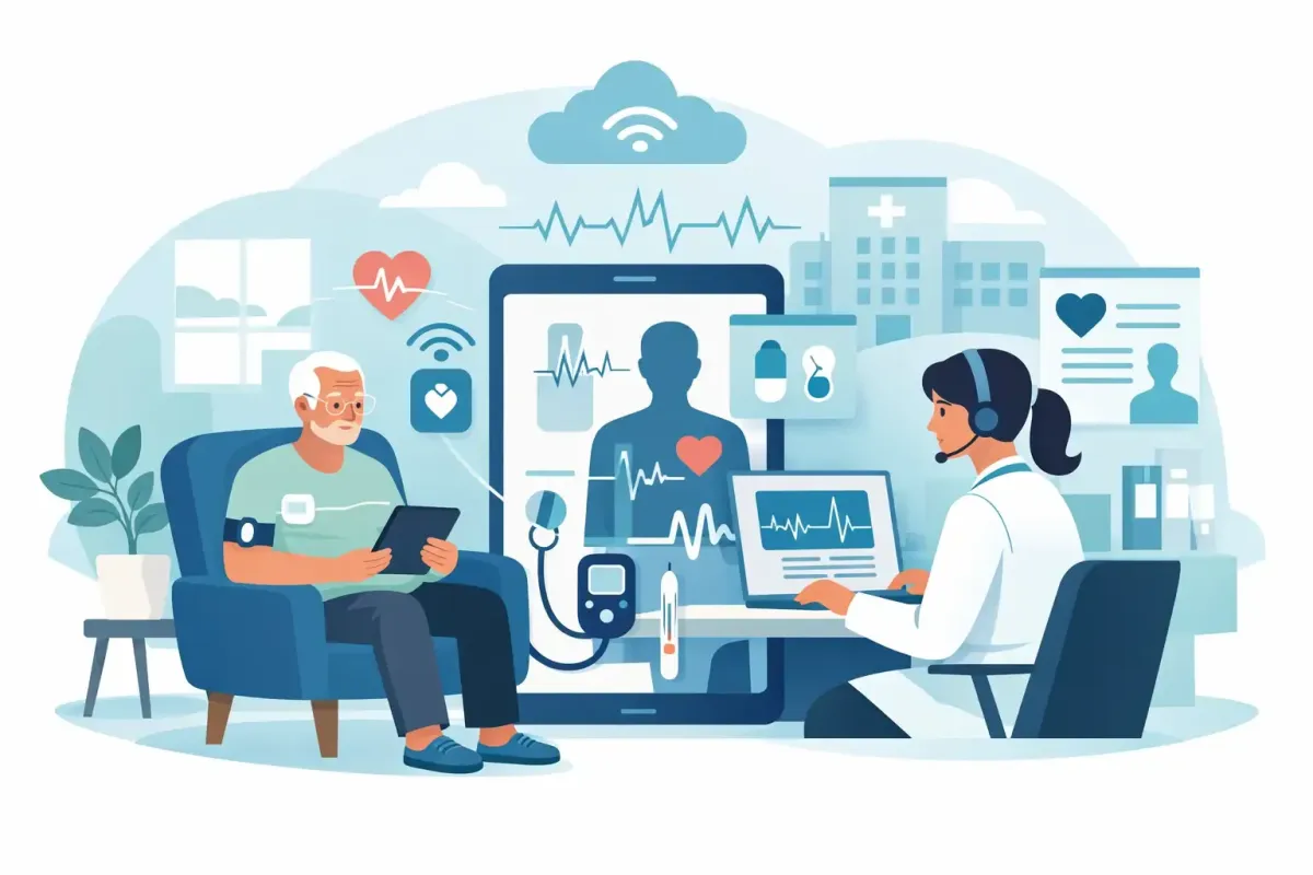 Image of patient being remotely monitored