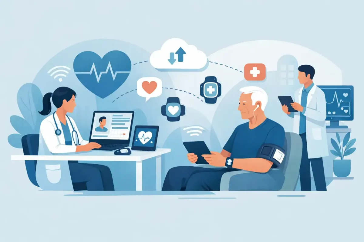 Image of provider monitoring patient remotely