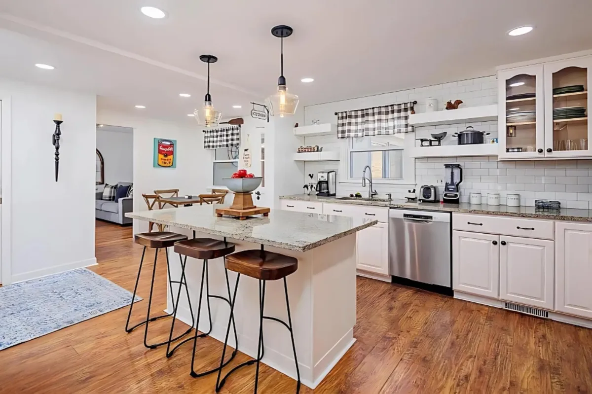 white and brown kitchen counter