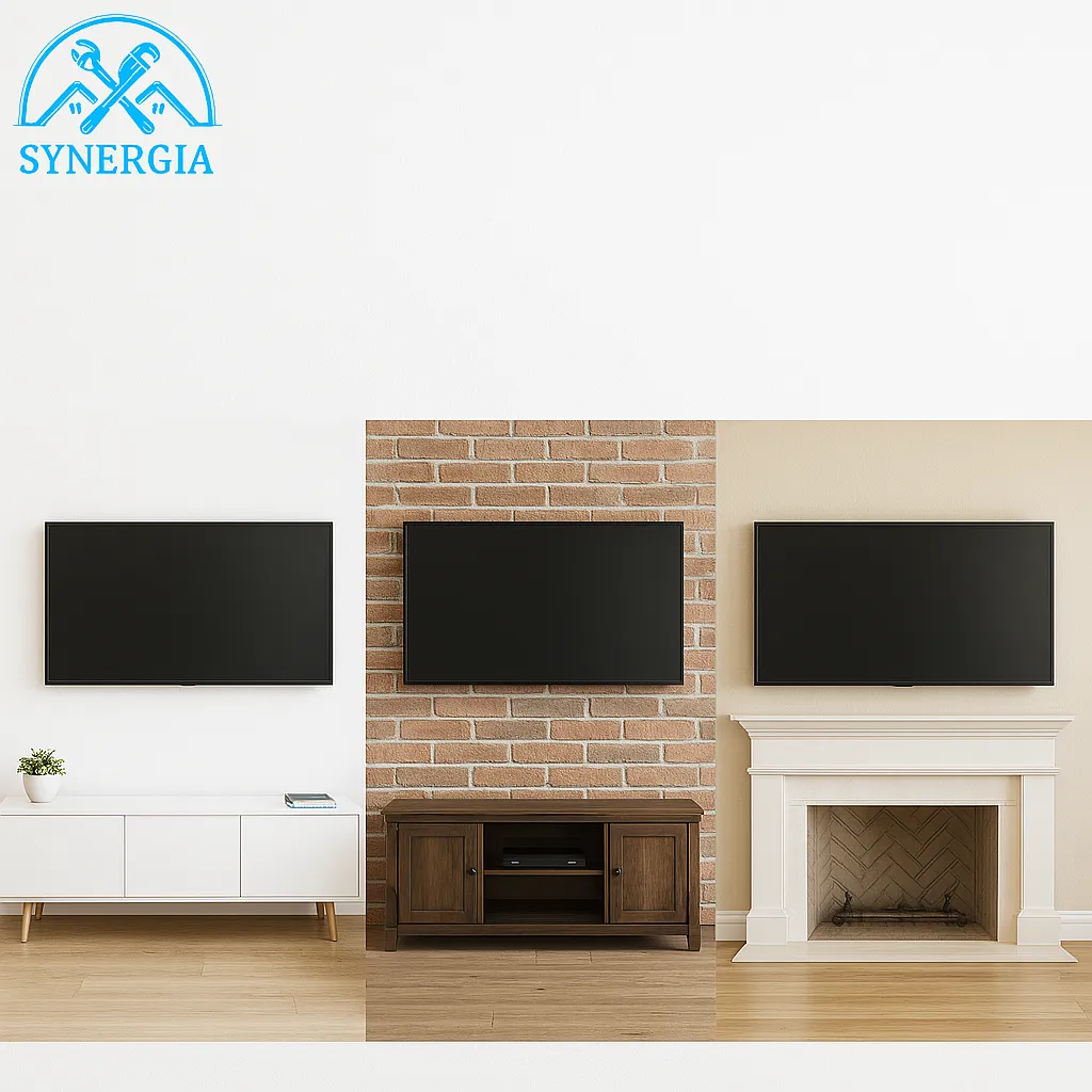 tv mounting with soundbar and floating v stand