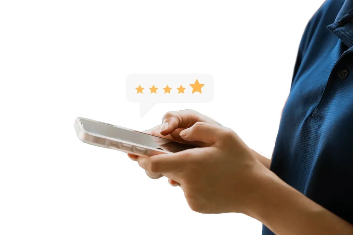Client sharing positive feedback through a mobile review