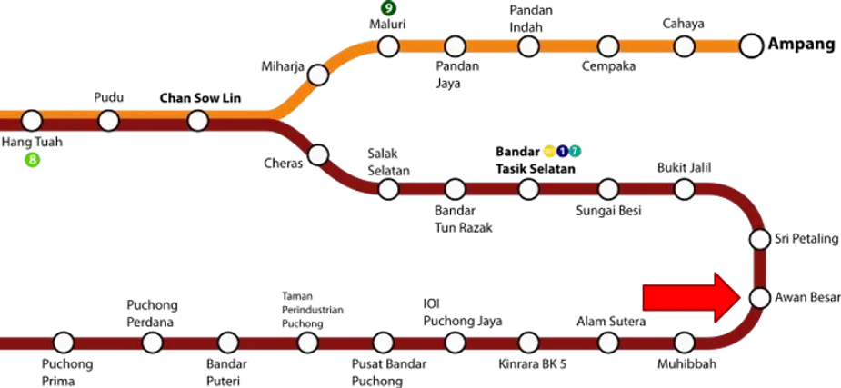 LRT line for Bukit Jalil
