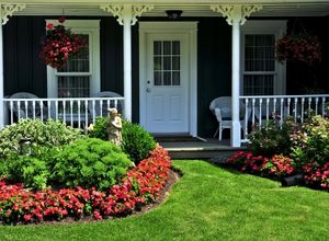 Green front lawn in Melrose maintained by LN Landscaping & Irrigation