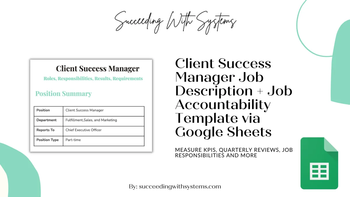 Client Account Manager Job Description + Job Accountability Sheet
