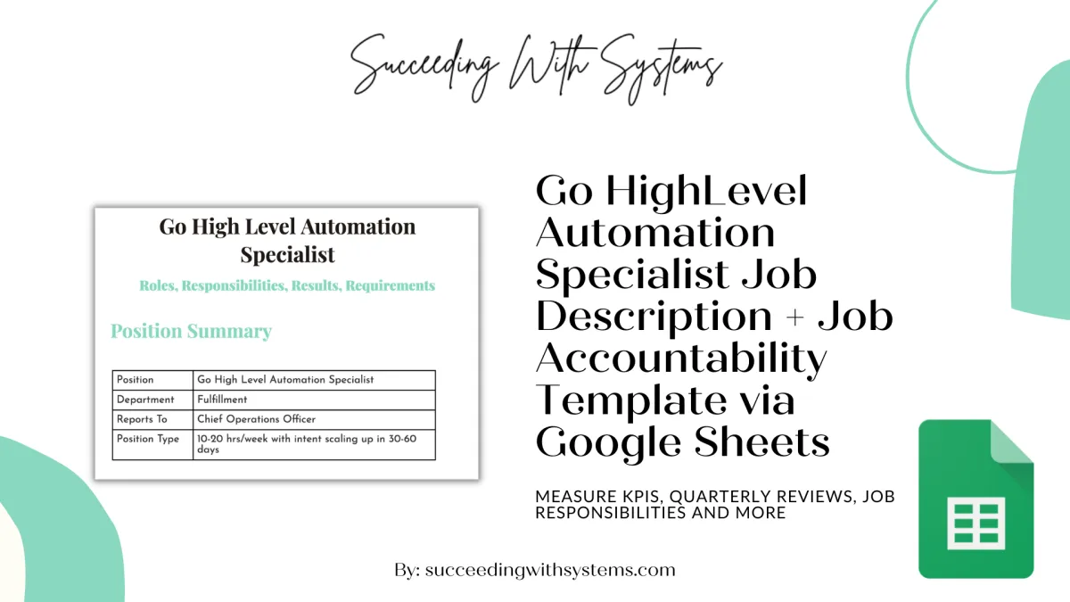 GHL Automation Specialist Job Description  + Job Accountability Sheet