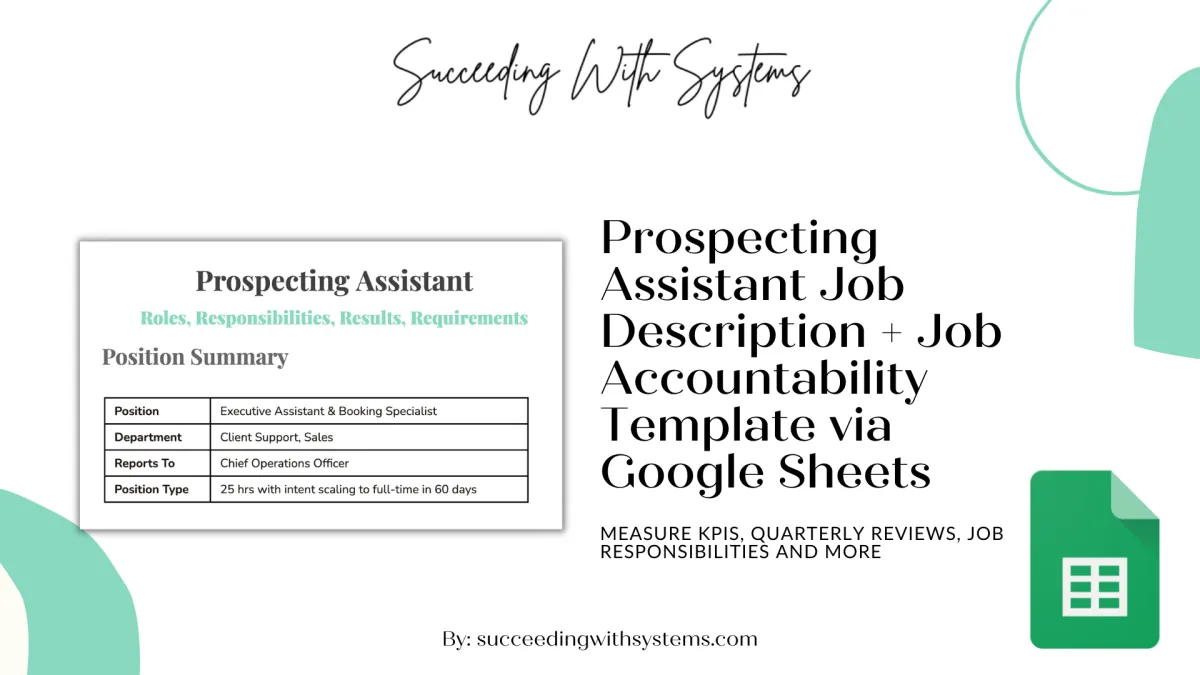 Prospecting Assistant Job Description + Job Accountability Sheet