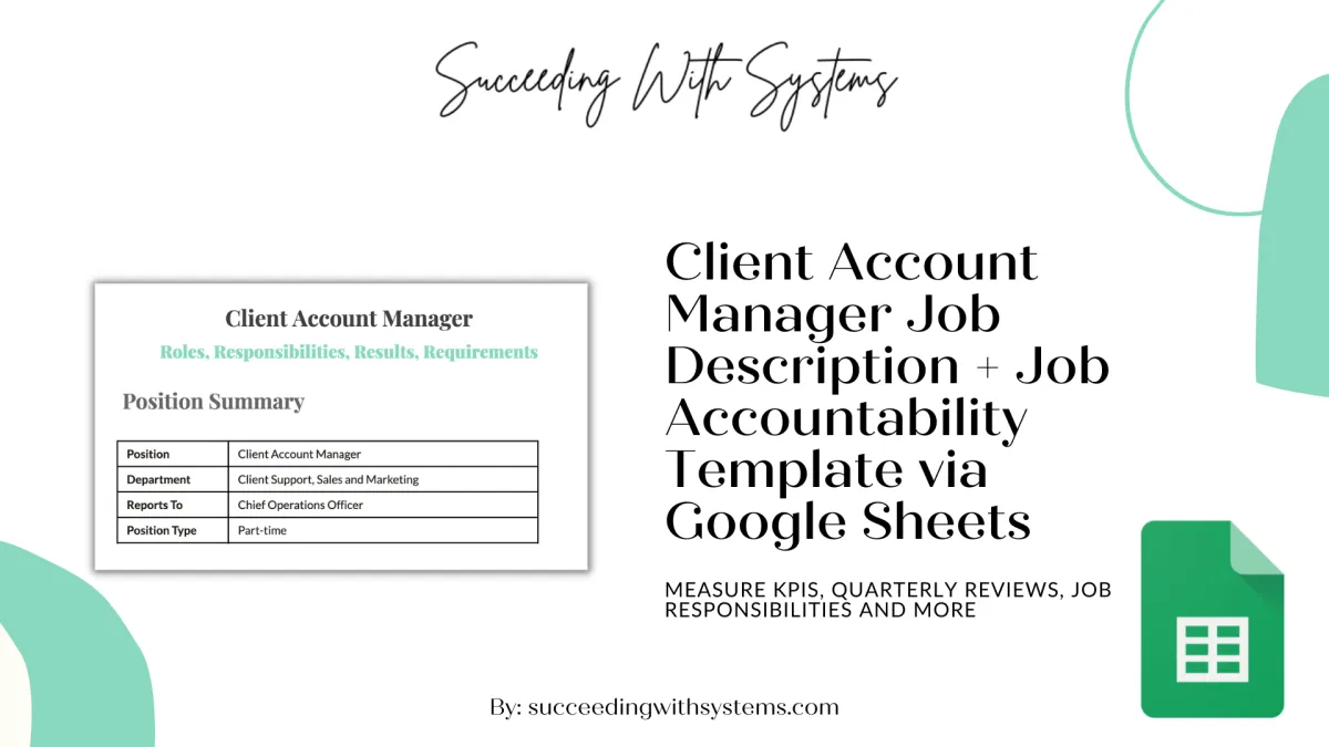 Client Success Manager Job Description + Job Accountability Sheet