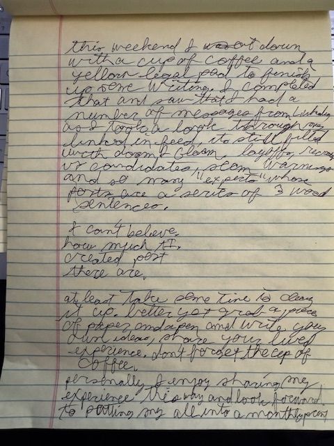 Yellow Legal Pad with Anthony Jackson's notes. More than a decade of this. One yellow legal pad at a time.