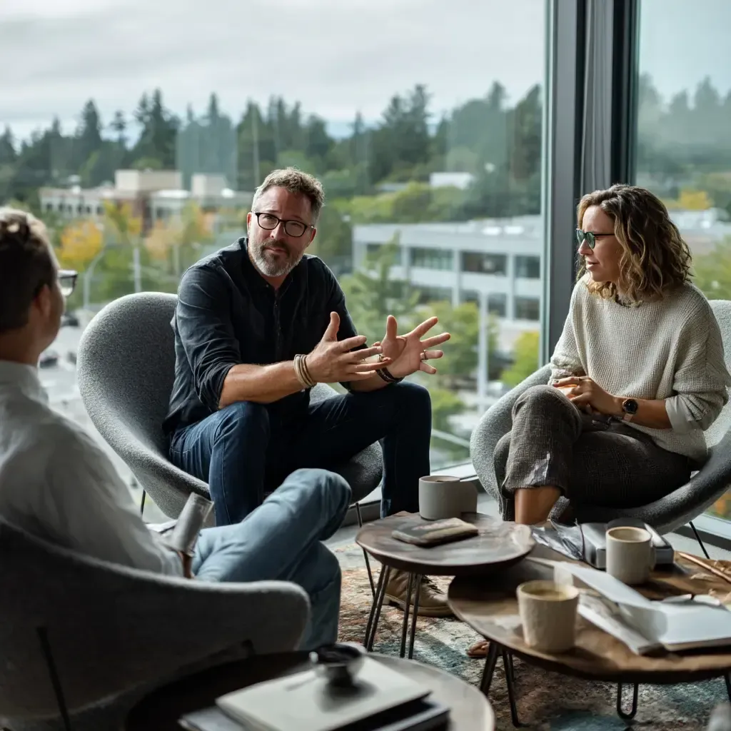 One-on-one executive coaching session focused on communication mastery and leadership presence development