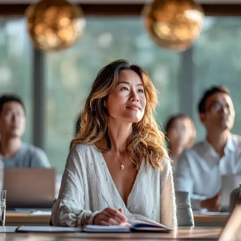 Professional team training workshop participant applying neuroscience-based communication techniques in corporate learning environment