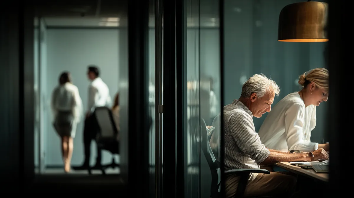 Strategic HR consultants collaborating at a desk to diagnose root causes and design neuroscience‑based, measurable solutions