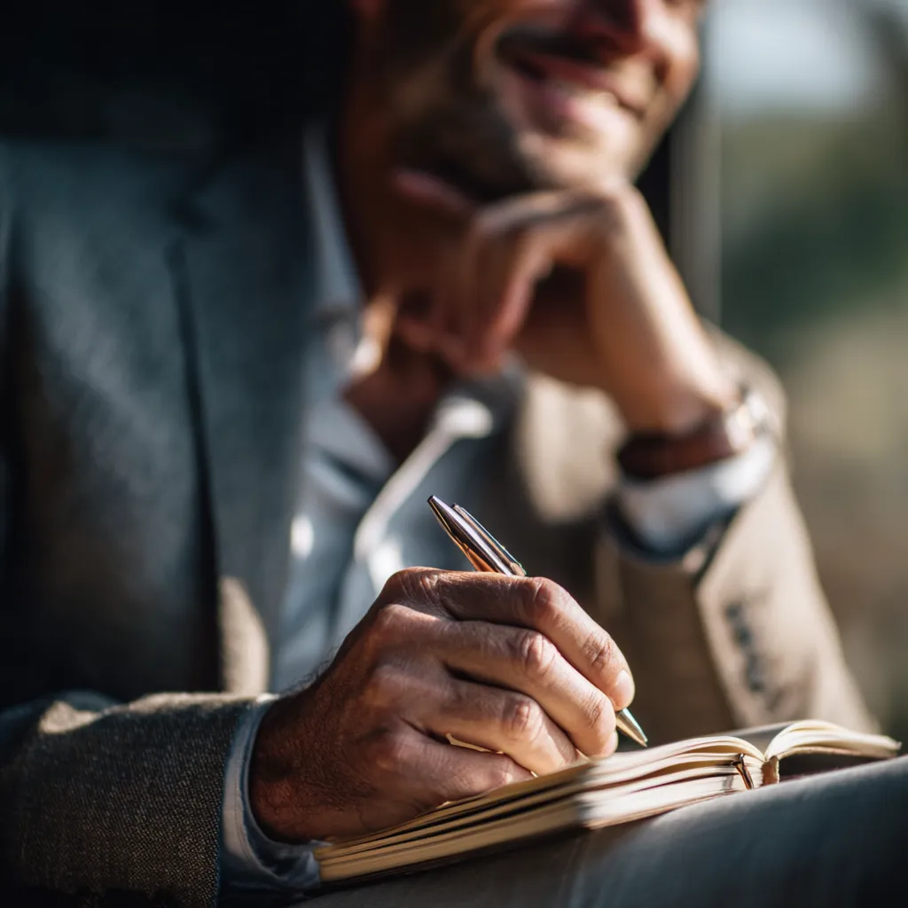 Professional capturing clear decisions in a notebook, ready to stop second‑guessing and take action.