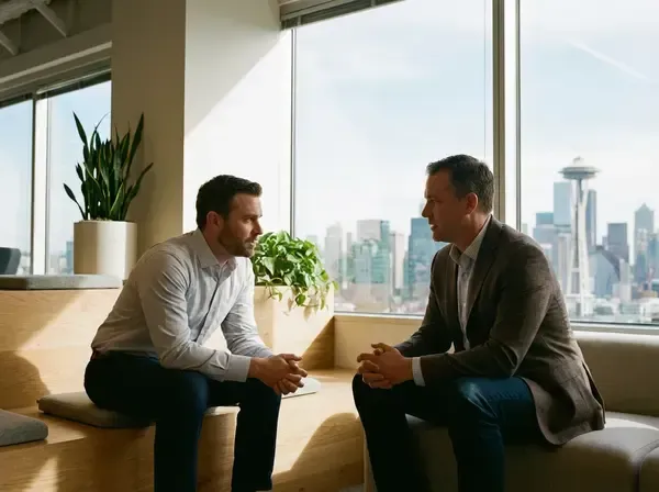 Seattle manager using NLP Meta Model precision questioning techniques in professional one-on-one meeting