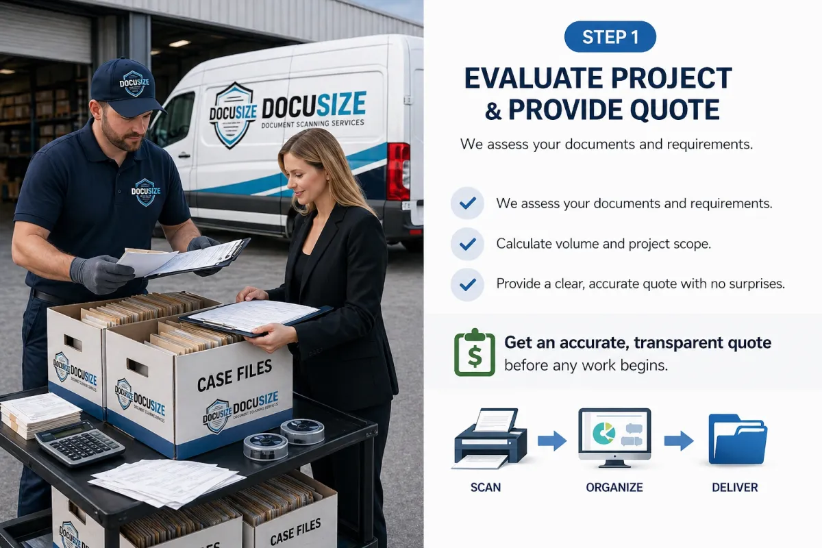 document scanning consultation evaluating boxes of records and preparing a quote