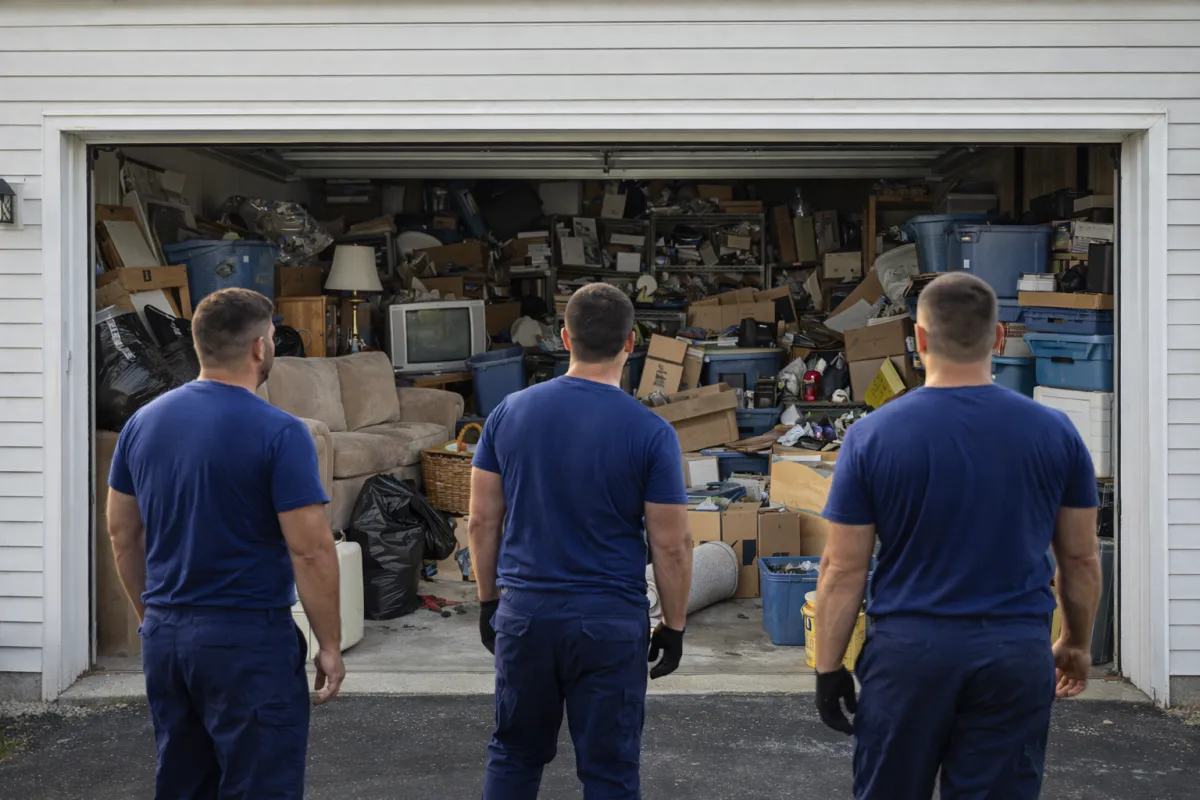 crew about to do a garage cleanout