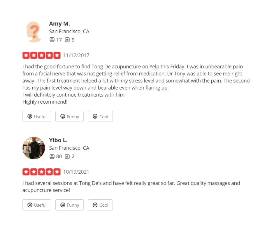 Yelp Reviews for Tong de health center