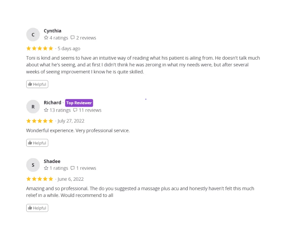 Yelp Reviews for Tong de health center