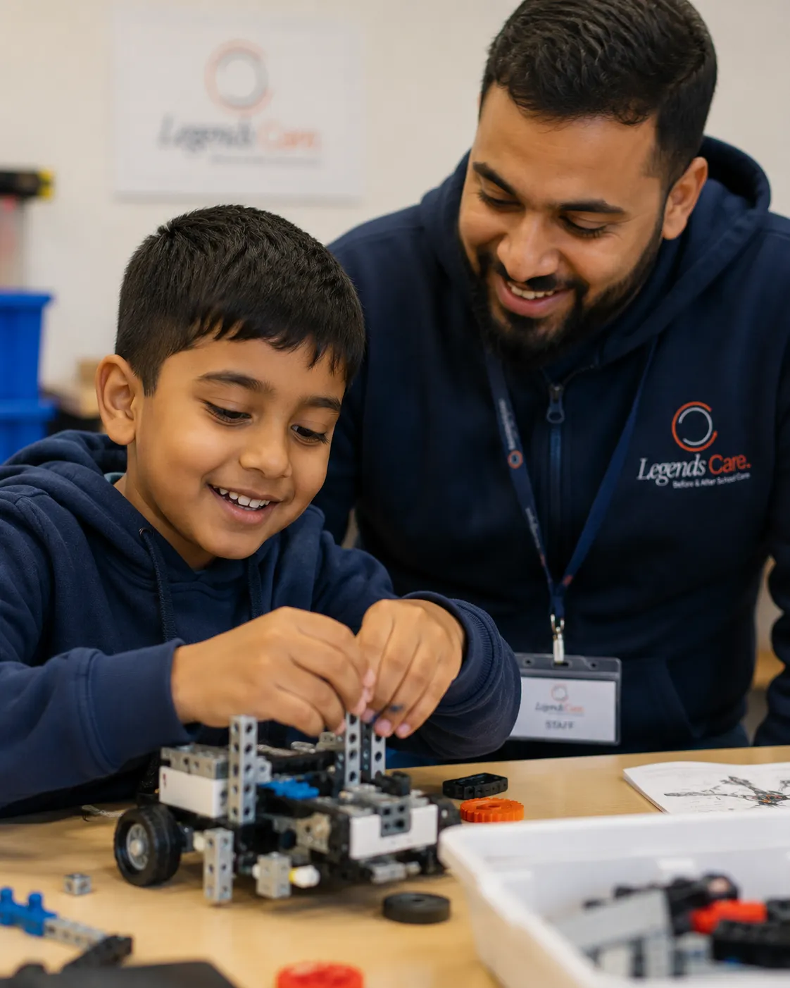 Child taking part in STEM learning at legends care