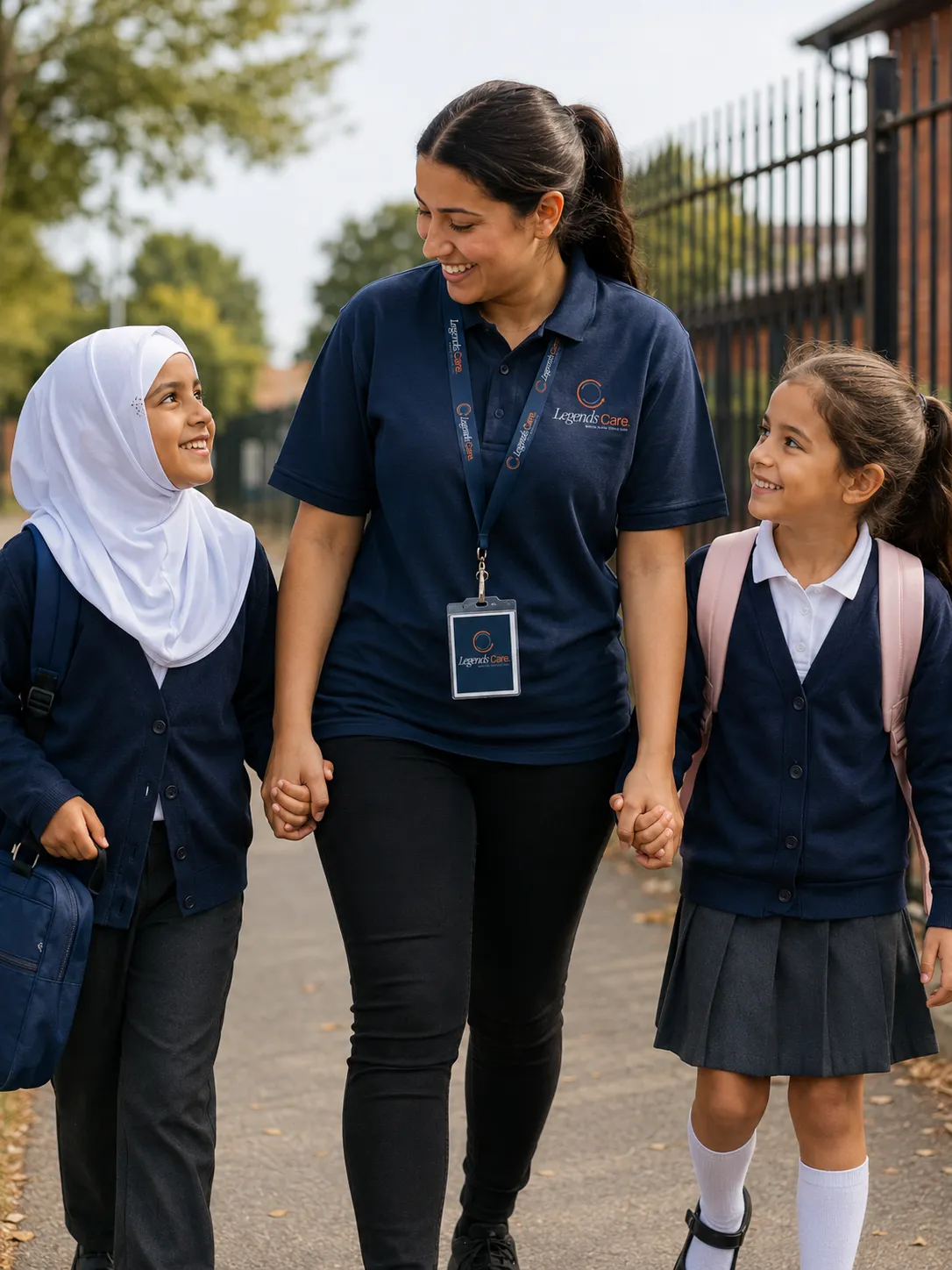 Children walking safely to school