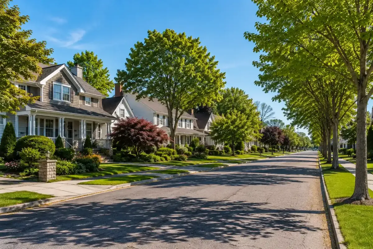 Residential neighborhood in Port Jefferson Station Suffolk County NY served by Suffolk Water Heater Pros