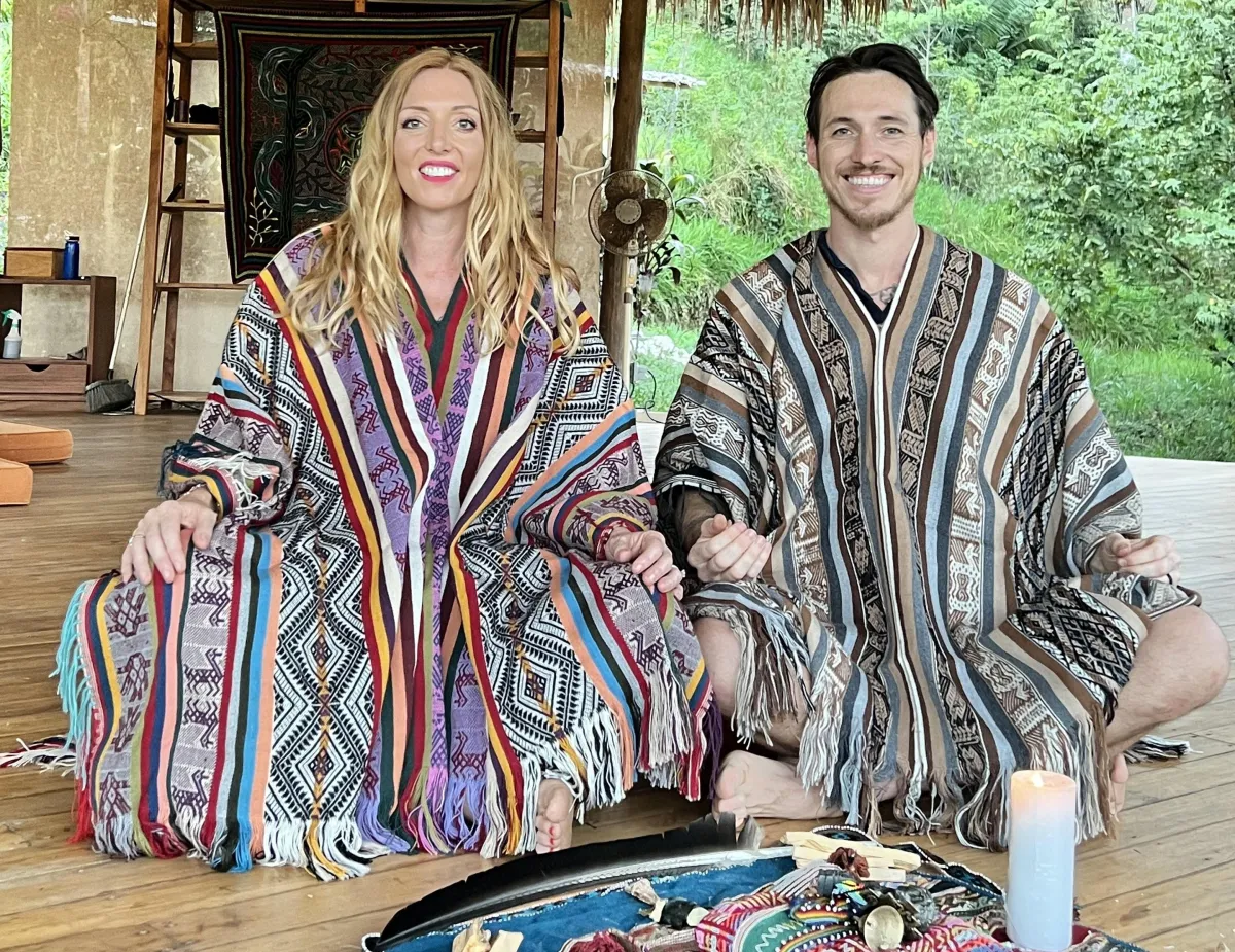 Chris & Emma Hutchinson in Shamanic attire, Co-Founders of The Mastery Keys