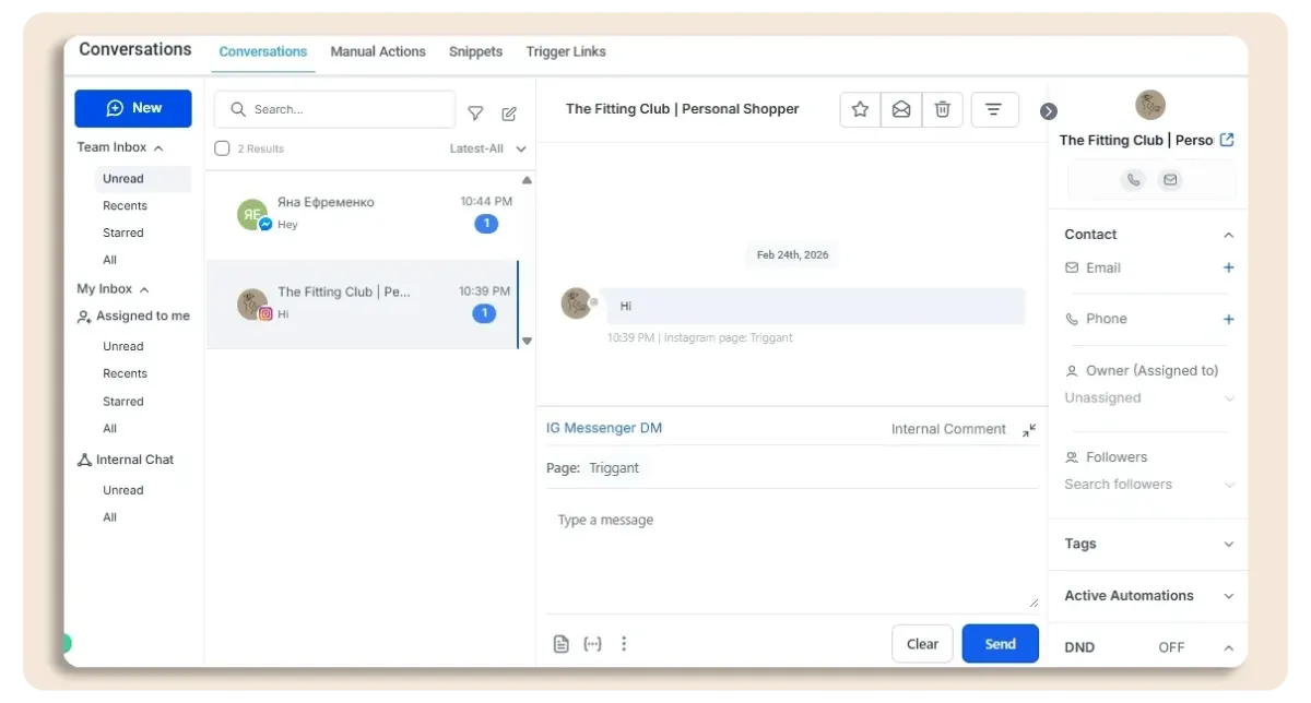 Triggant CRM conversation hub