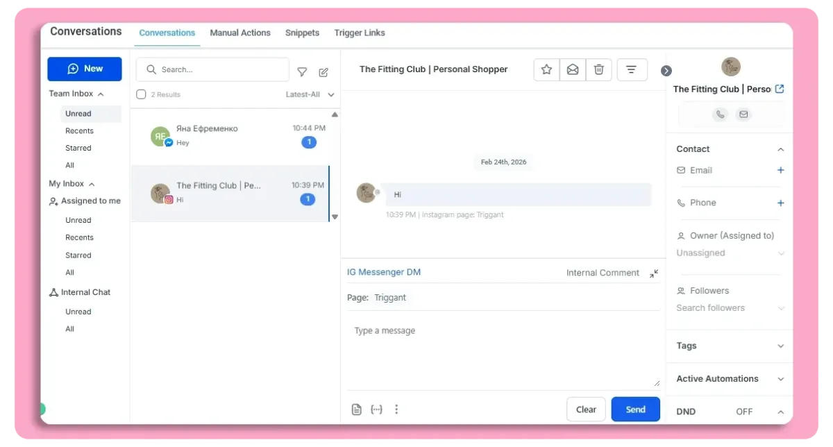 Triggant CRM conversation hub