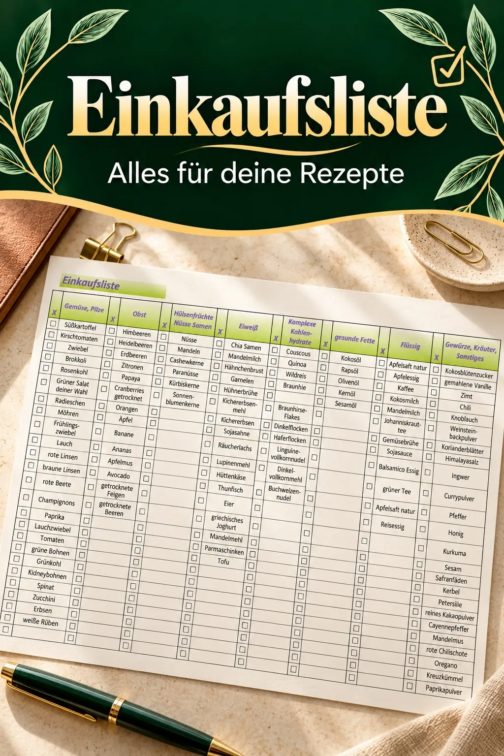 Cover PDF 4: Praktische Einkaufsliste