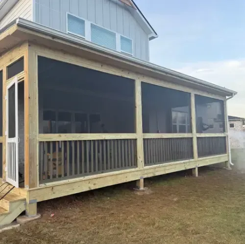 Deck restoration transforming old wood deck into modern outdoor space