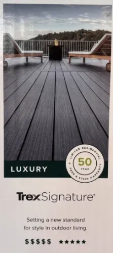 Black metal railing on composite deck