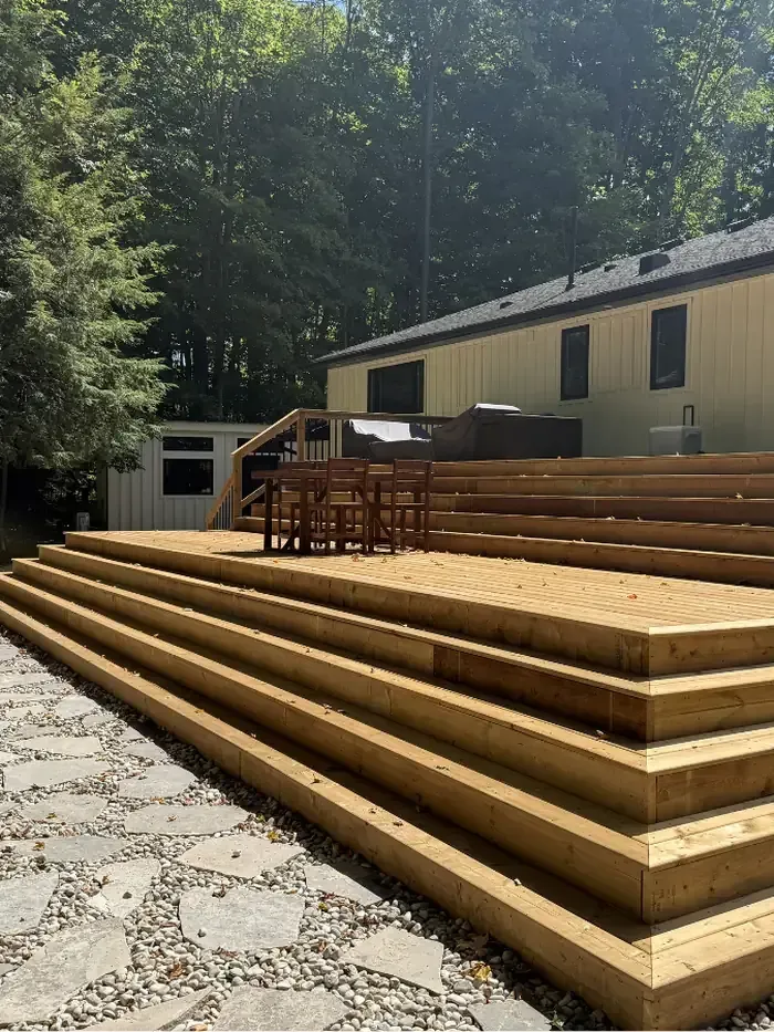 Deck stairs staining