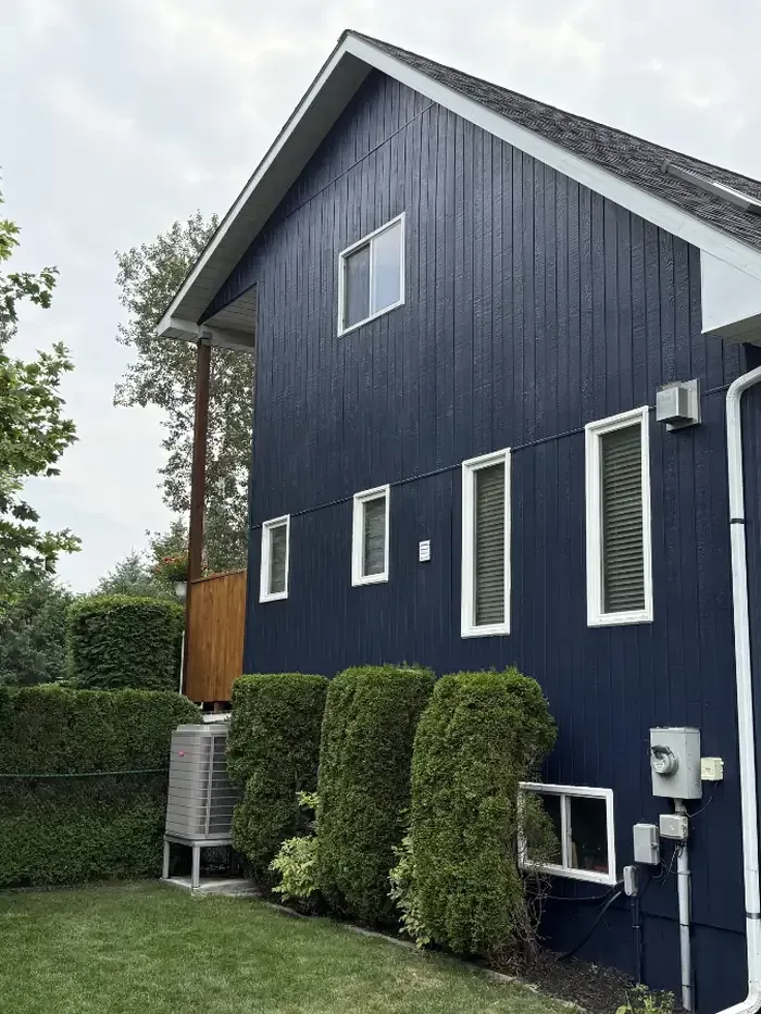 Navy siding home exterior painting