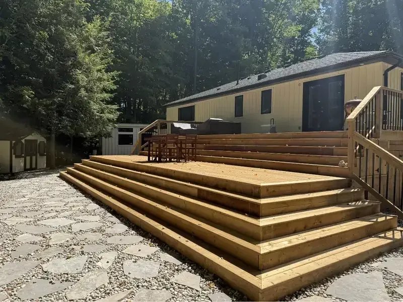 Deck stairs: Wide steps refreshed, painted by Turtle Painting