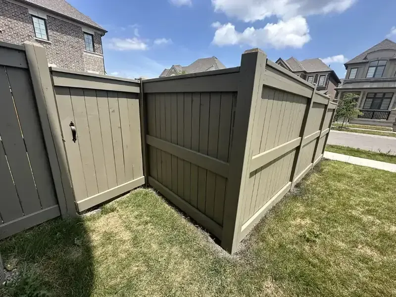 Privacy fence: Olive green finish, painted by Turtle Painting